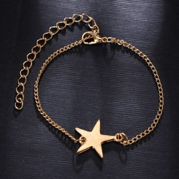 Bohemian Moon Star Pearl Gold Anklet - 3 piece - Picture 6 of 10